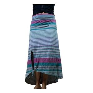 Roxy Skirt Women Medium Fold Over Waist Jersey Midi Festival Beach Surfer Y2K